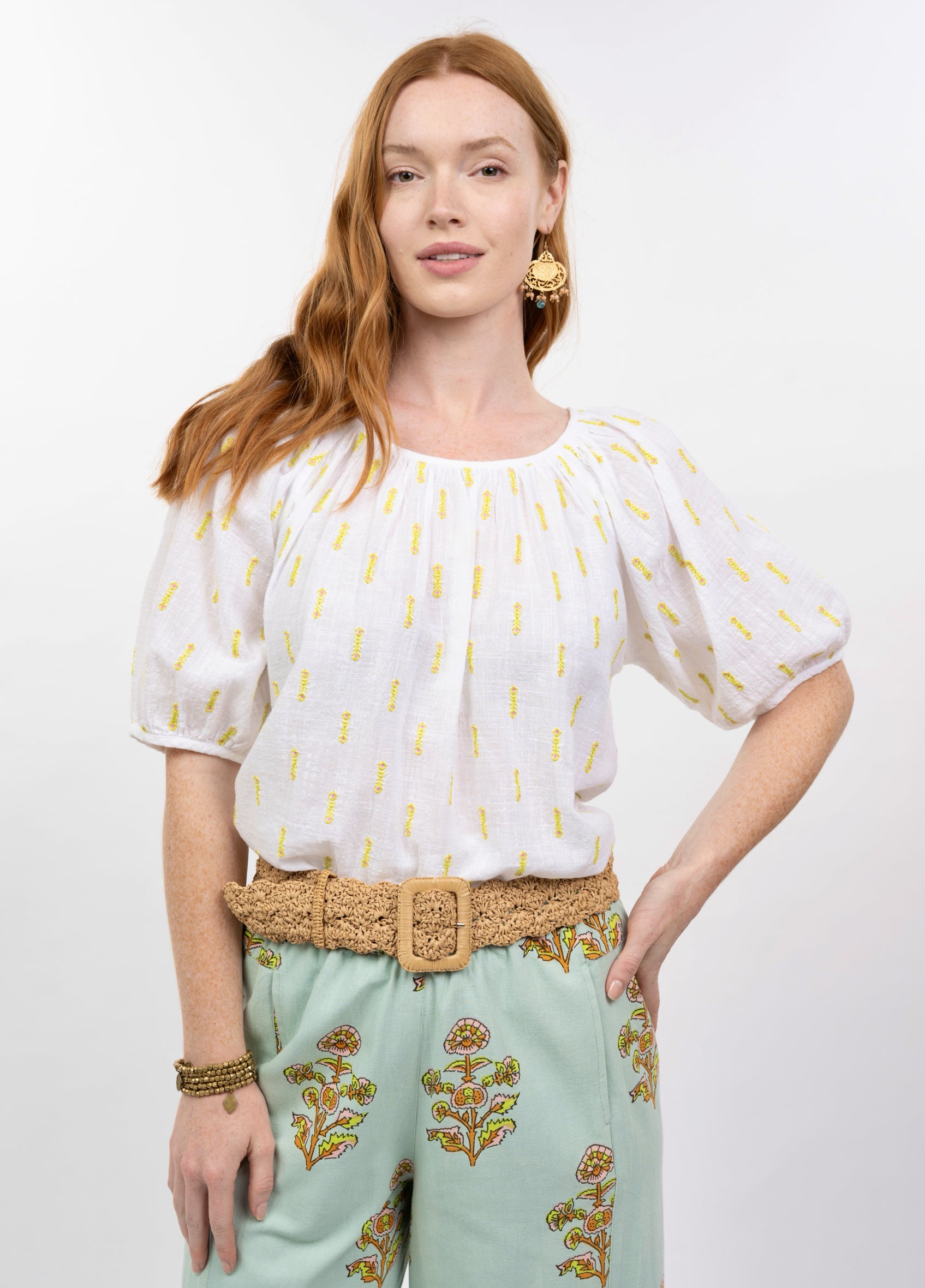 Ditsy Embroidered Top