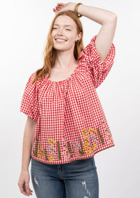 Gingham & Flowers Top