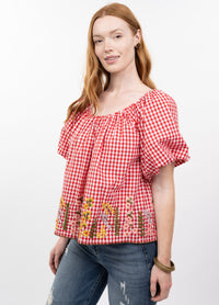 Gingham & Flowers Top