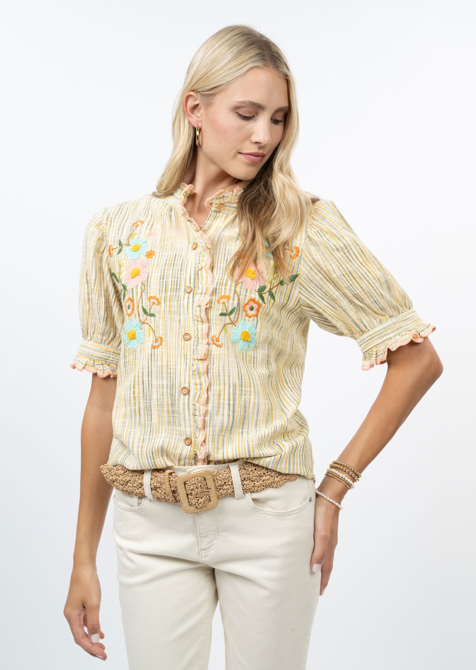 Ribbon Embroidered Blouse