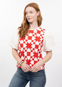 Quilted Pouf Sleeve Top