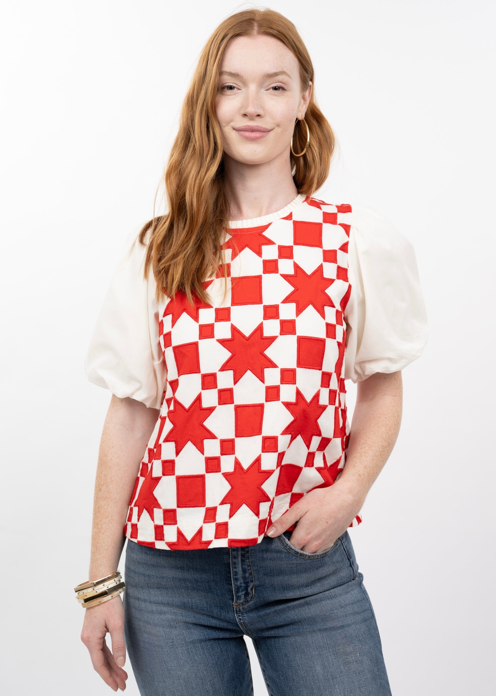 Quilted Pouf Sleeve Top