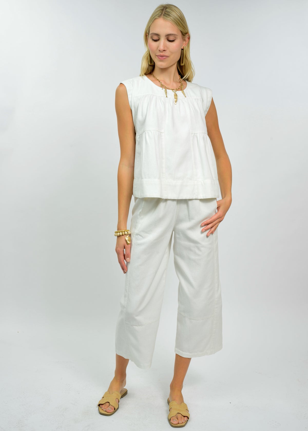 Patched White Swing Top
