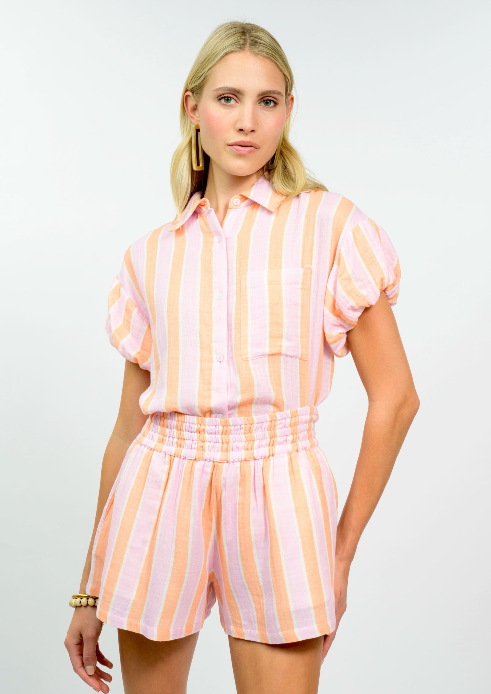 Striped Gauze Camp Shirt