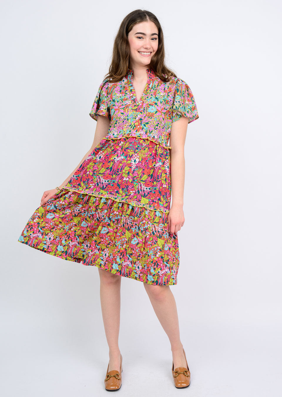 Bursting Tiers of Color Dress