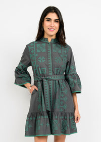 Gray Crossed Stitched Dress