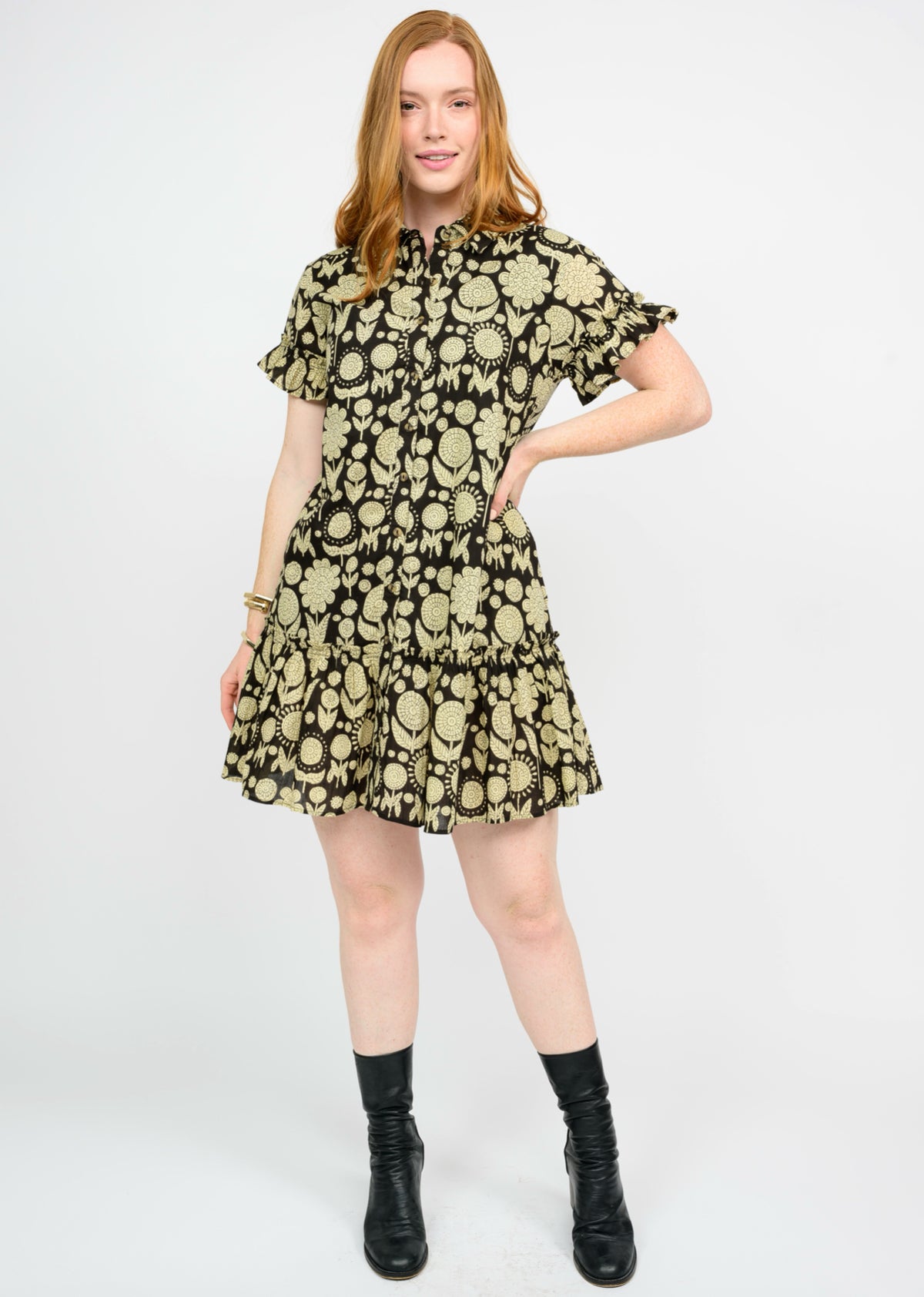 Ruffled Shirt Dress