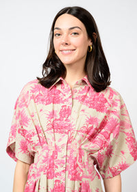 Toile Tucked Dress