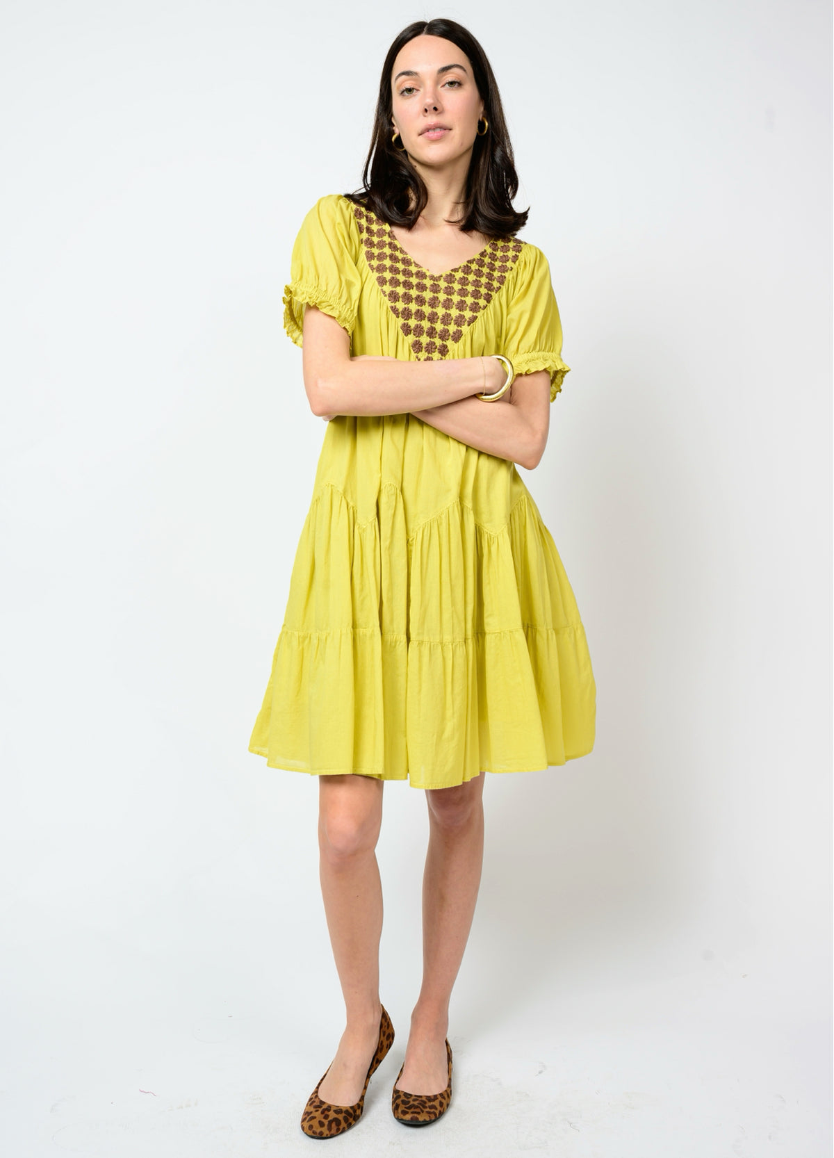 Daisy Filled Yoke Dress