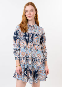 Paisley Flounce Shirt Dress