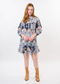 Paisley Flounce Shirt Dress