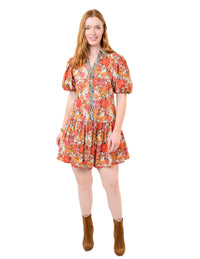 Leopard Trim Floral Dress