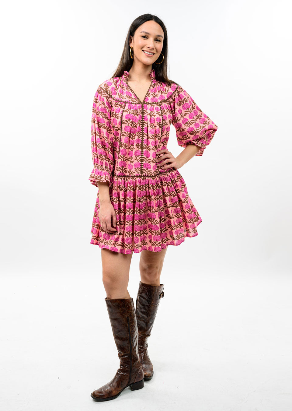 Rose Ruffle Collar Dress