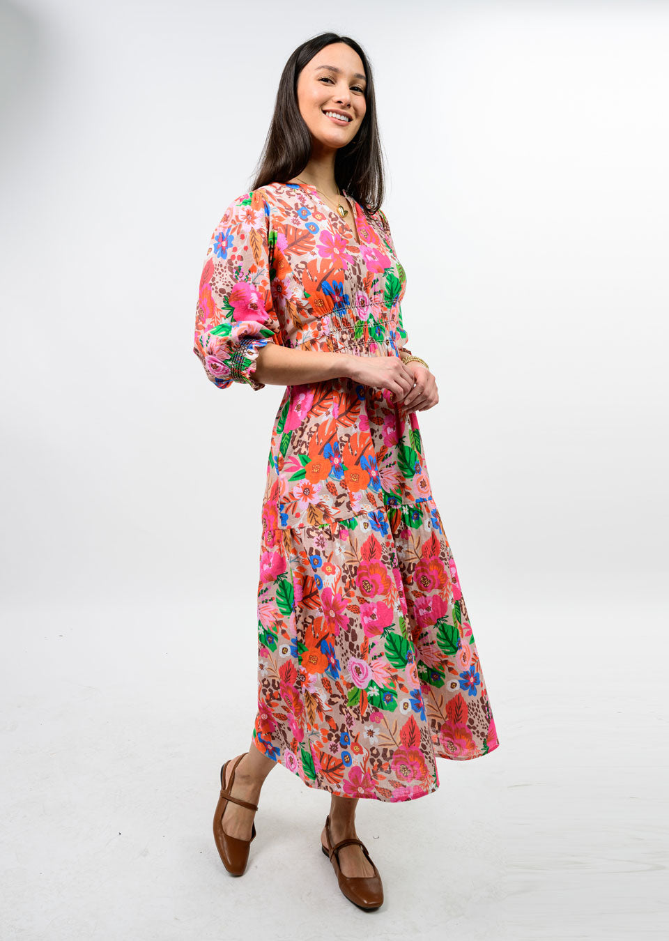 Floral Smocked Tiered Maxi
