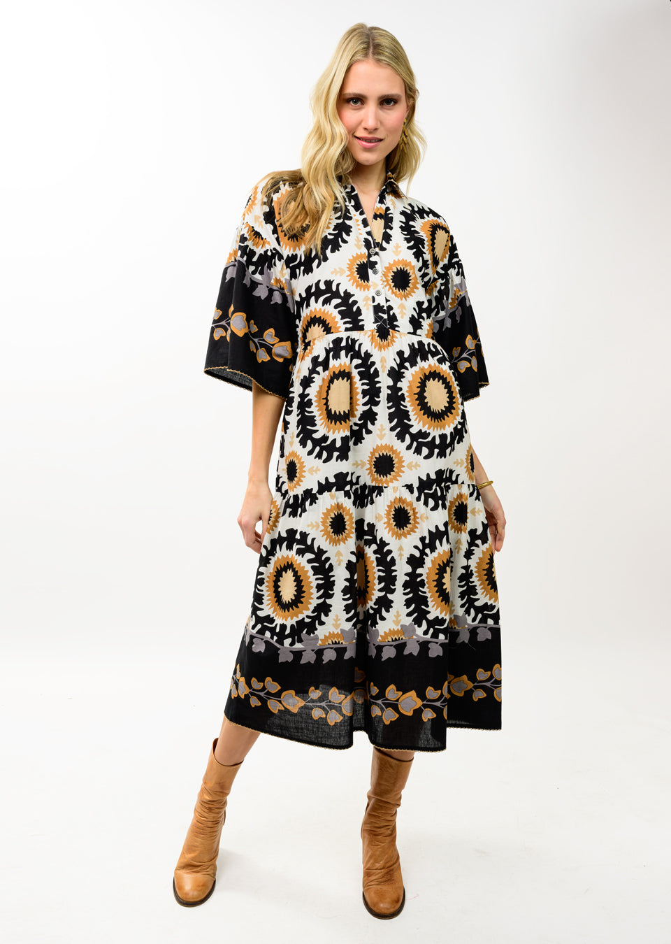 Tiered Maxi Border Dress