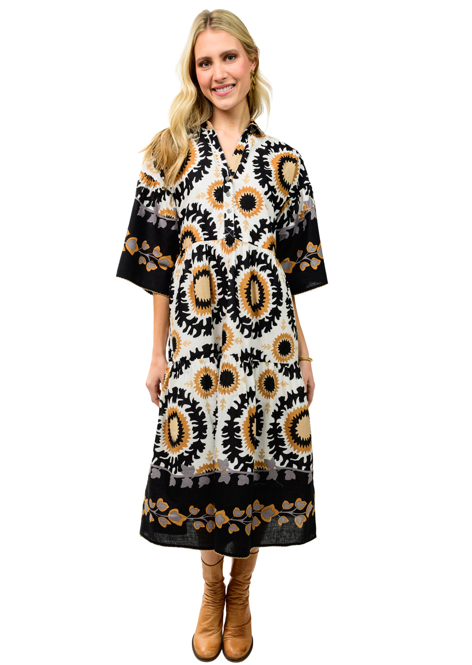 Tiered Maxi Border Dress