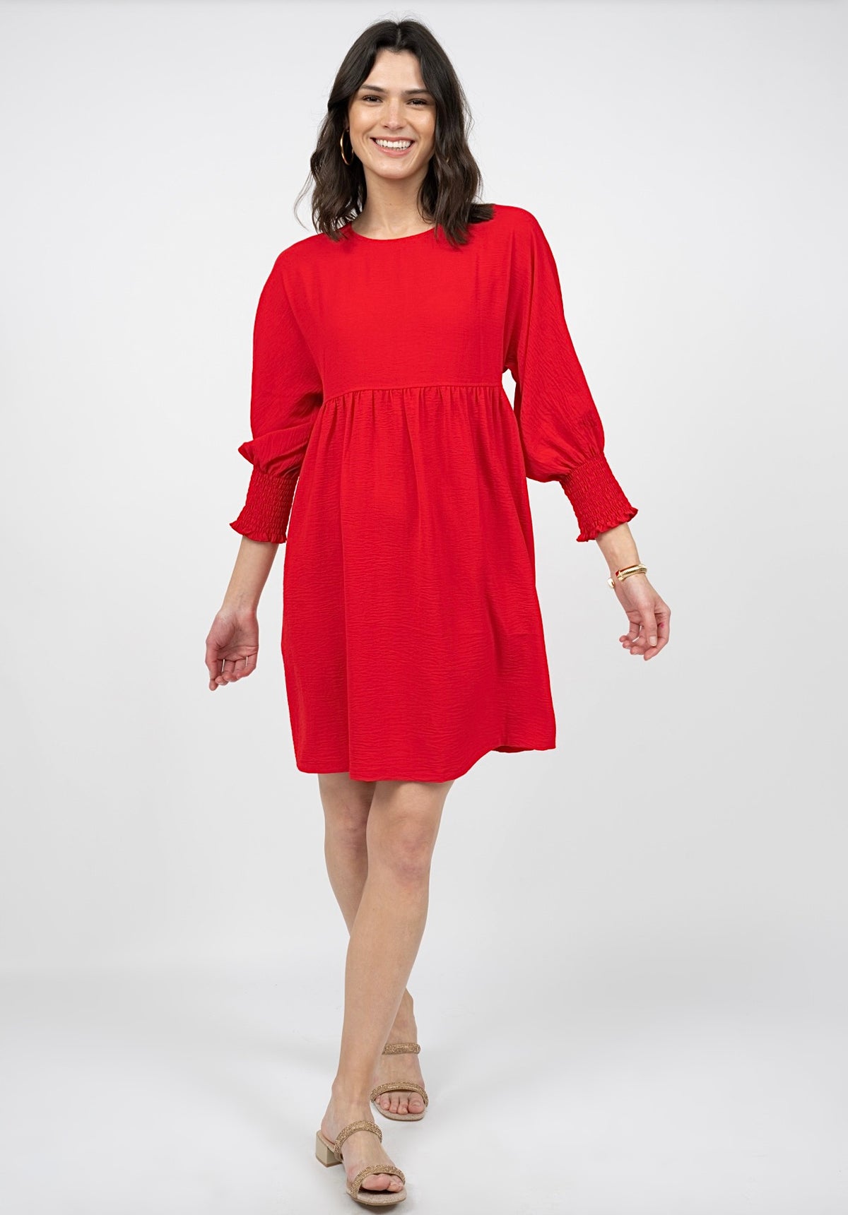 Shirred Sleeve Dress