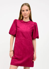 Pouf Sleeve Suede Dress