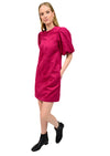 Pouf Sleeve Suede Dress