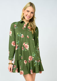 Floral Knit Shirt Dress
