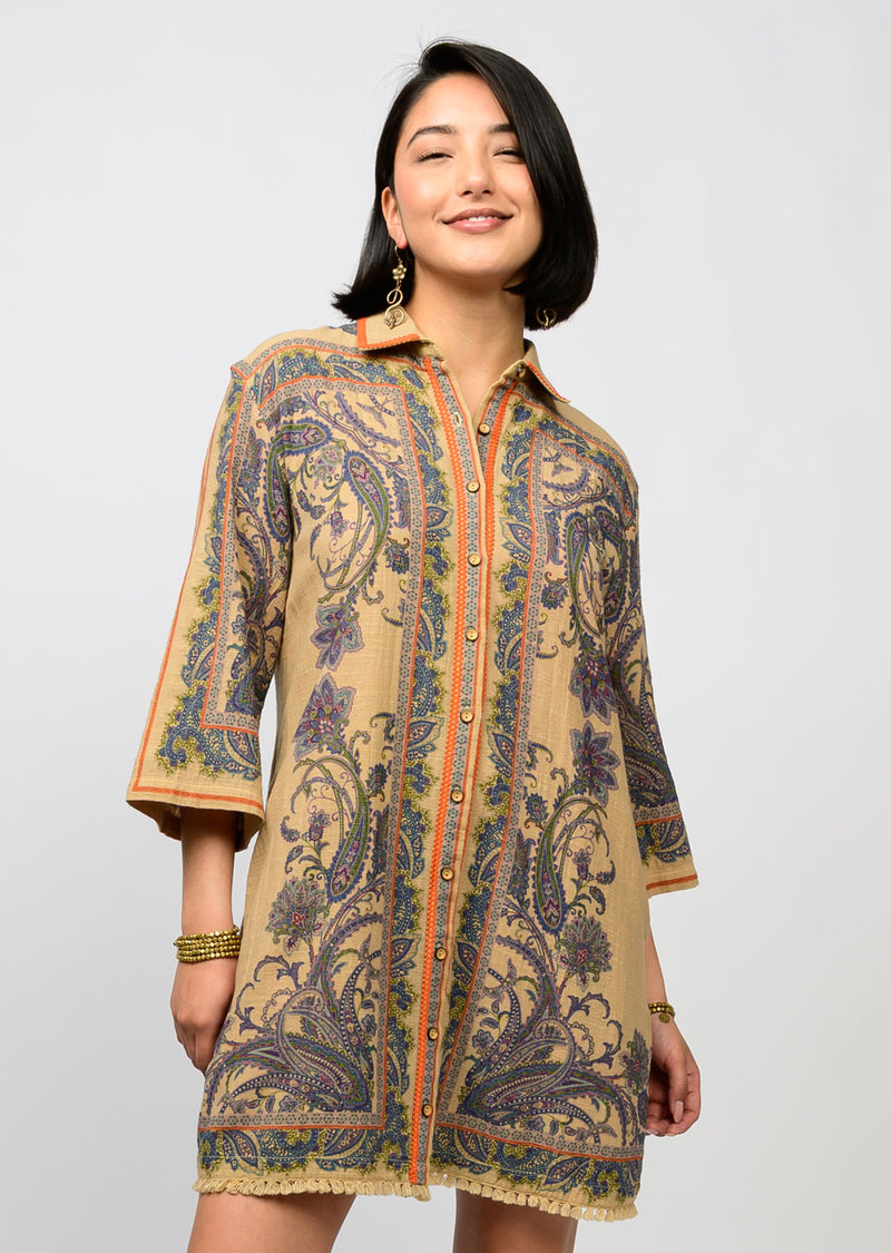 Paisley Border Shirtdress
