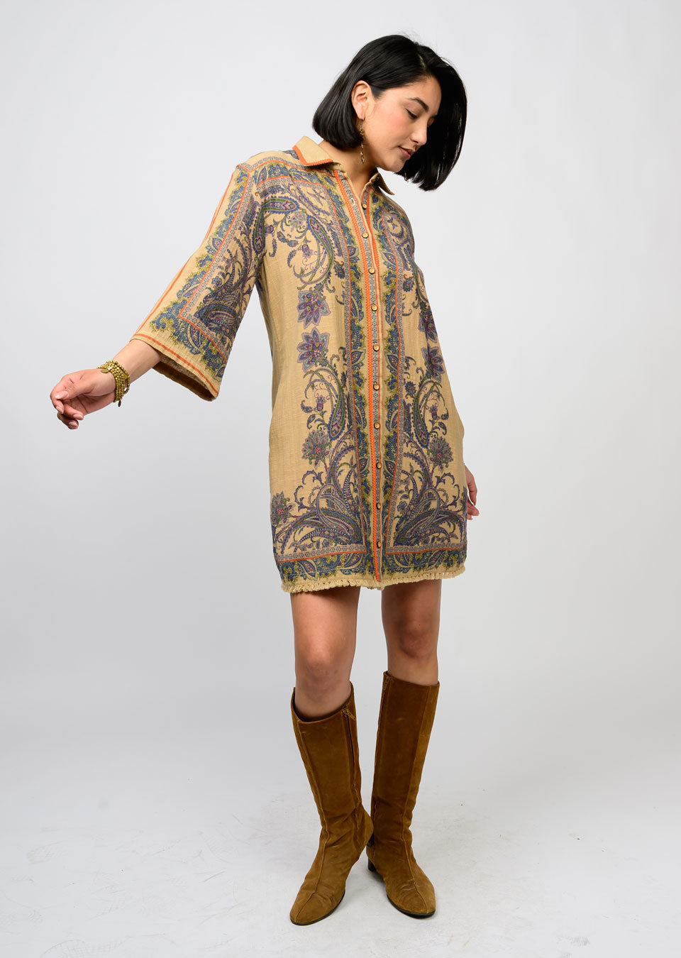 Paisley Border Shirtdress