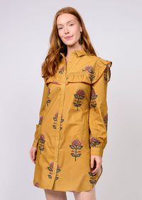 Ruffled Yoke Shirtdress