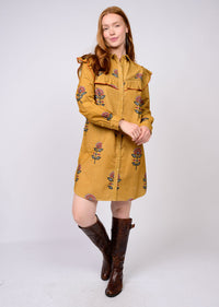 Ruffled Yoke Shirtdress