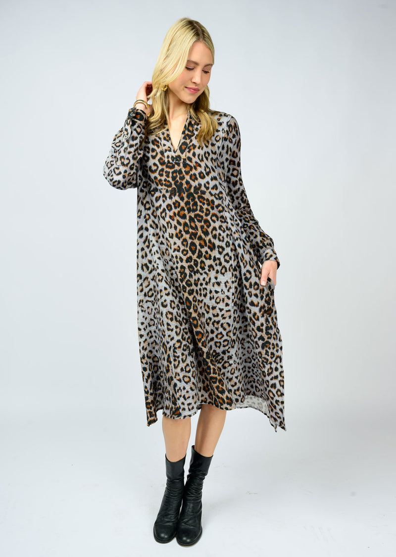 Leopard Gauze Midi