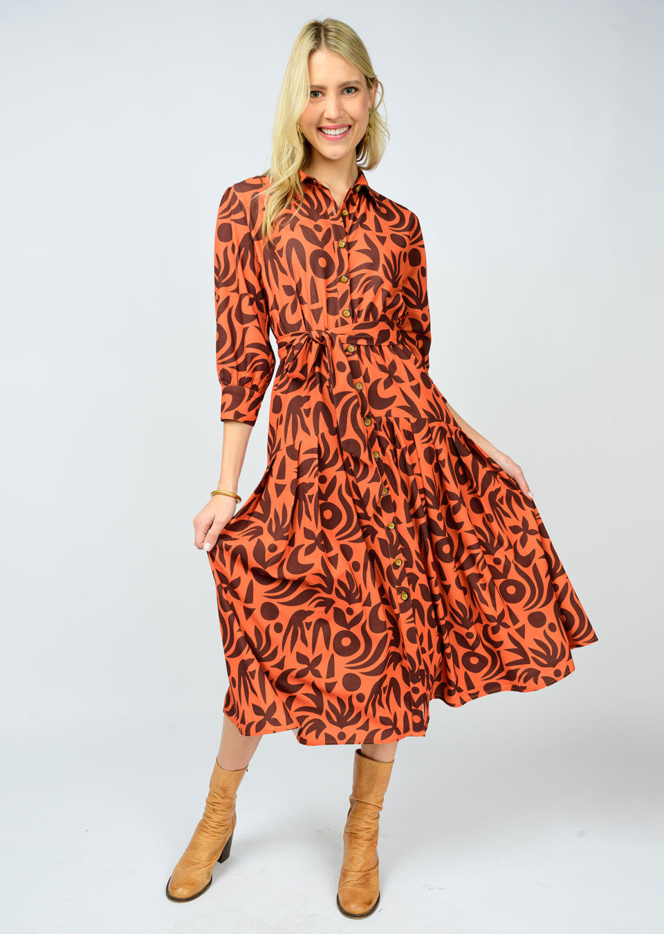 Native Print Shirtdress