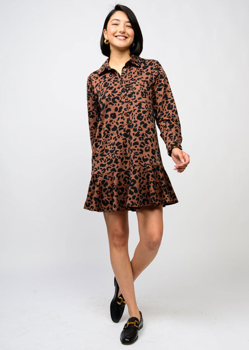 Leopard Knit Shirtdress