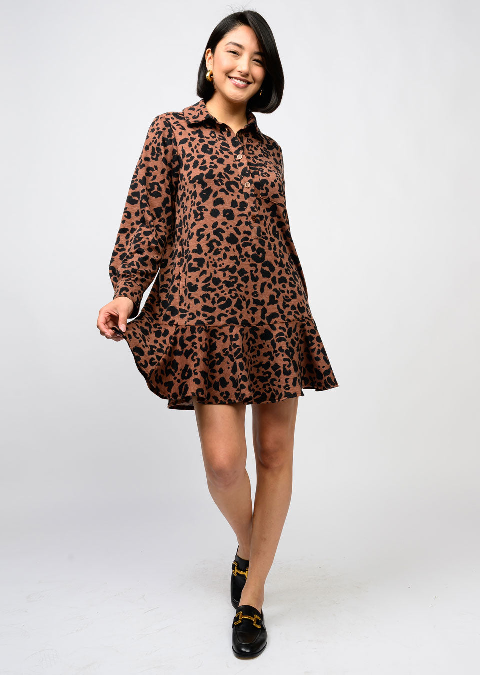 Leopard Knit Shirtdress