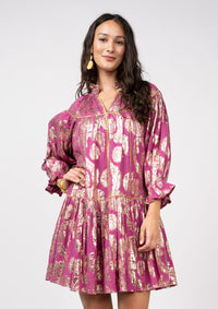 Metallic Roses Swing Dress