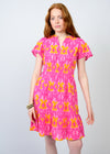 Pink Ikat Shirred Front Dress - EXCLUSIVE