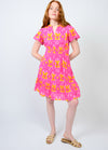 Pink Ikat Shirred Front Dress - EXCLUSIVE