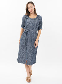 Tucked Sleeve Denim Dress