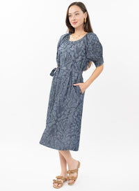 Tucked Sleeve Denim Dress