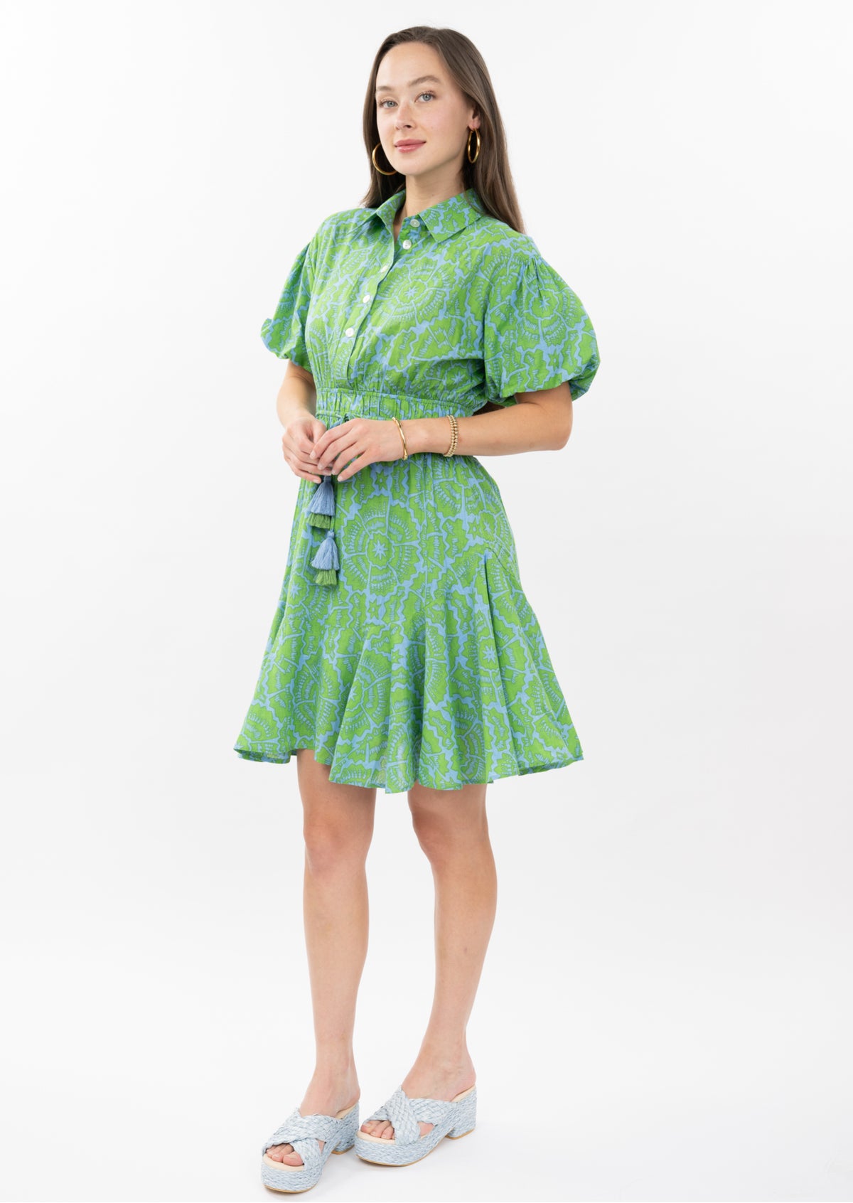 Flounce Hem Shirt Dress