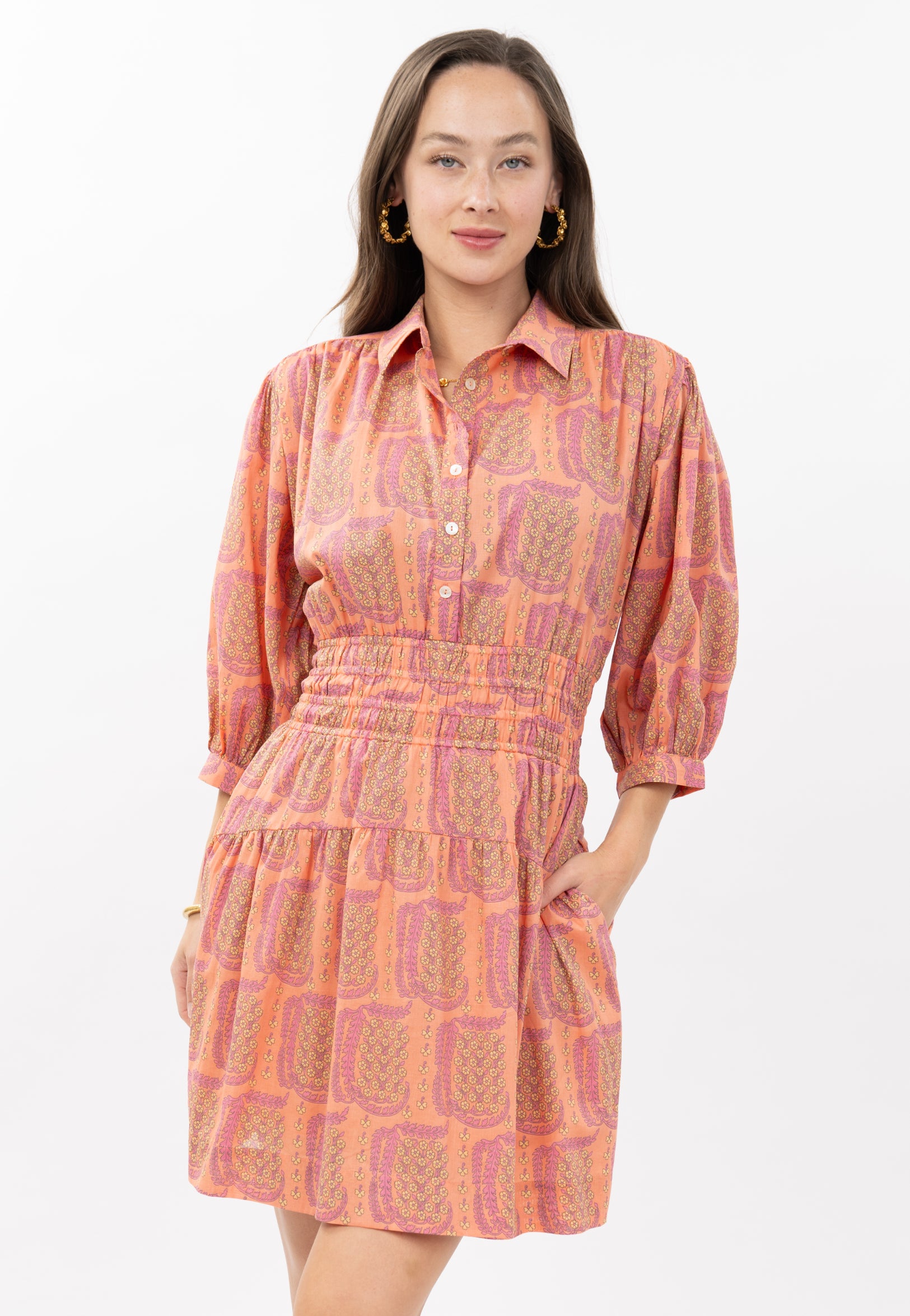 Elastic Waist Shirtdress