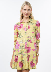 Roses Pleated Shirt Dress