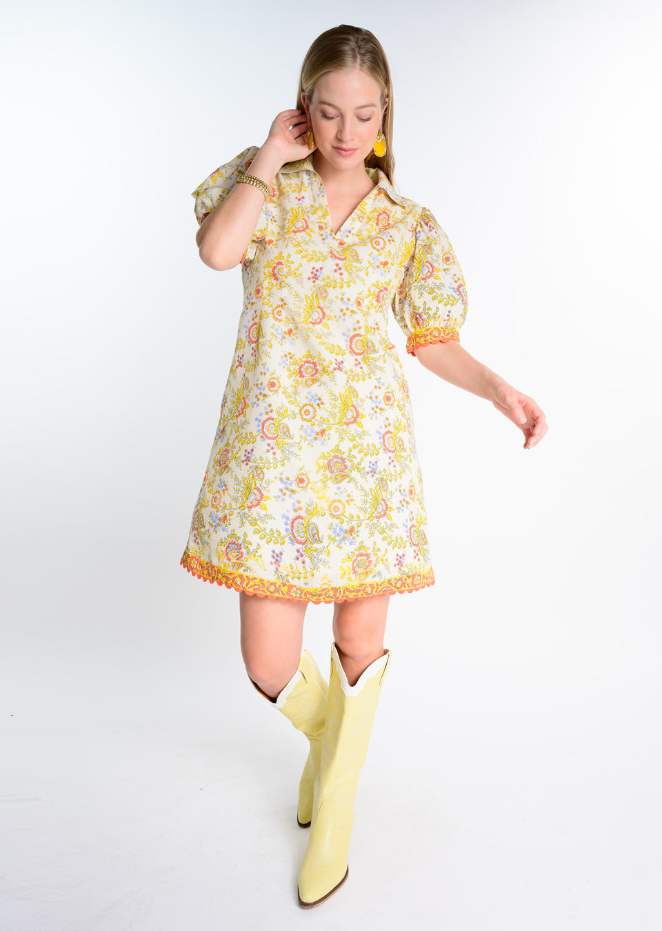 Bordered Block Print Shift Dress