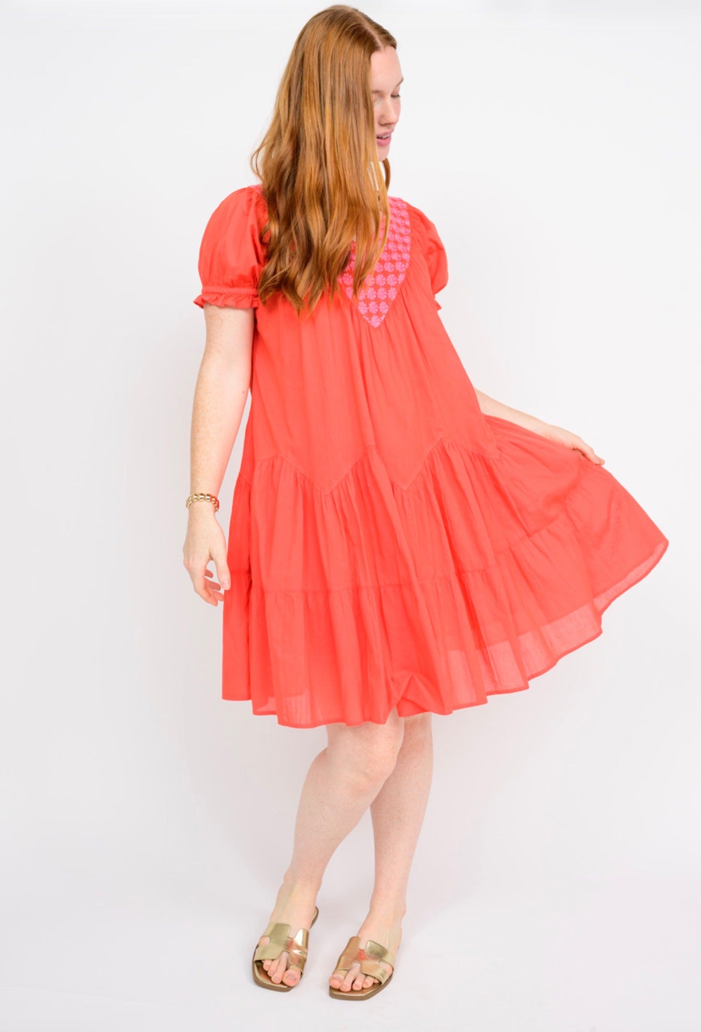 Daisy Filled Yoke Dress