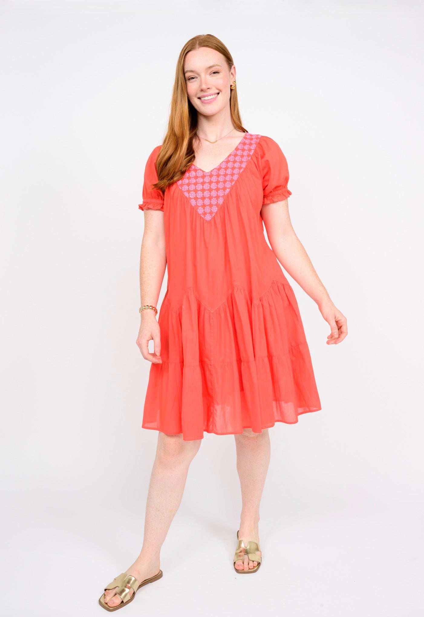 Daisy Filled Yoke Dress