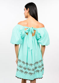 Embroidered Palms Dress