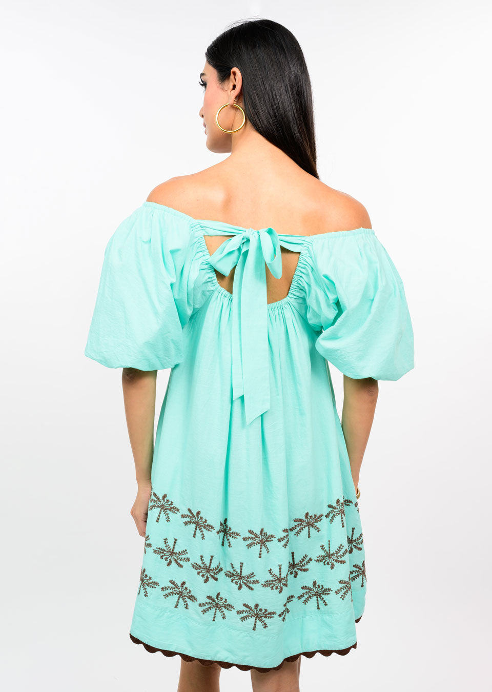 Embroidered Palms Dress