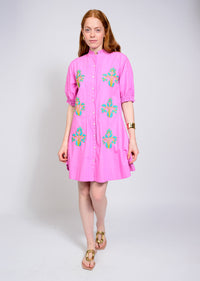 Blocked Embroidery Dress