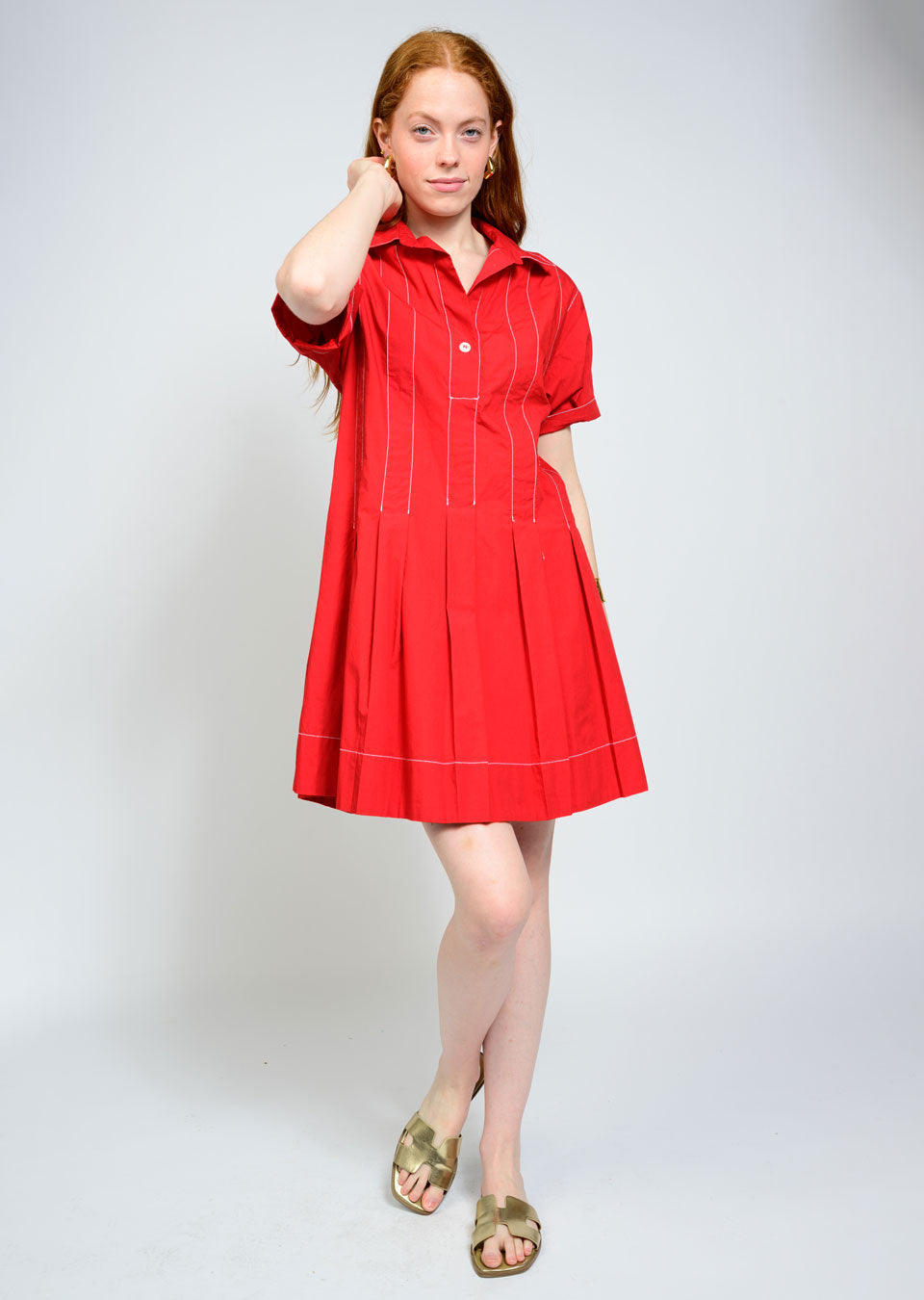 Pleated Shirt Dress