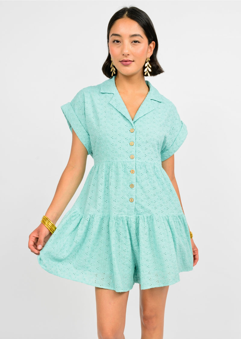 Seafoam Eyelet Romper