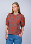 Floral Vines Knit Top Brun