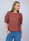 Floral Vines Knit Top Brun